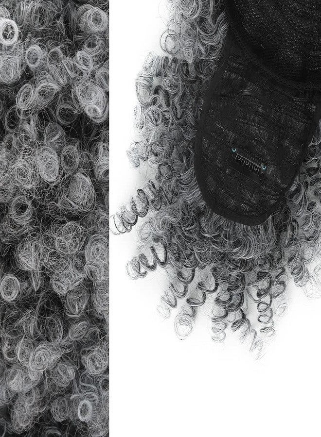 إنترانسد ستايلز تسريحة ذيل حصان برباط مع غرة، وصلات شعر ذيل حصان أفرو للنساء، ذيل حصان قصير مجعد مع غرة، قطعة شعر ملفوفة بمشابك للنساء (رمادي فاتح)... - Image 5